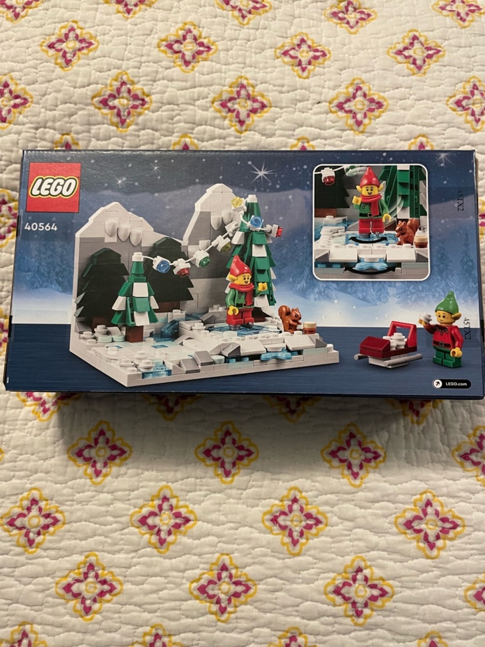 LEGO Winter Woodland Scene with Green Trees and Red Sled